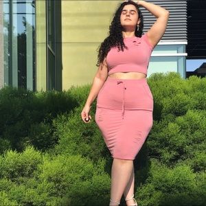 Fashion Nova Mauve Set  (Skirt + Shirt)